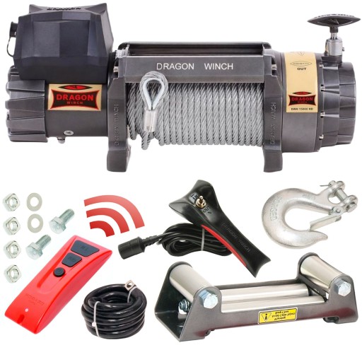 Электрическая лебедка Dragon Winch, 12 В, 15 000 фунтов/6 803 кг, трос