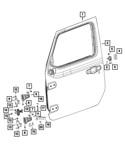 68281910AM 68281910AO - Передні двері, права - Mopar JEEP WRANGLER JL