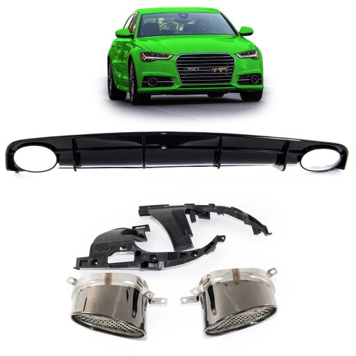 Задний диффузор с насадками выхлопной системы AUDI A6 C7 (4G) Седан 2016 - 2018 гг. тип RS6