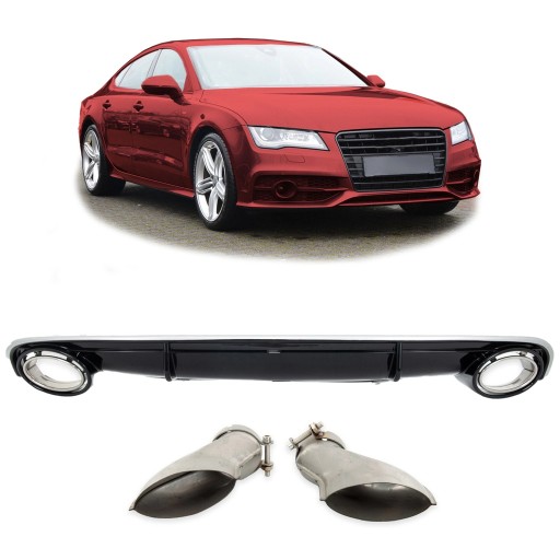 Задний диффузор с насадками выхлопной системы AUDI A7 (4G) Sportback 2011 - 2014 тип RS7
