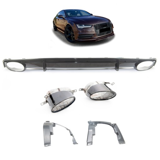 Задний диффузор с насадками выхлопной системы AUDI A7 (4G) Sportback 2016 - 2018 тип RS7