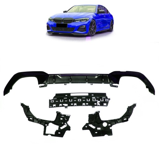 Карбоновий задній дифузор для BMW 3 (G20, G80) Седан 2018 - Competition style