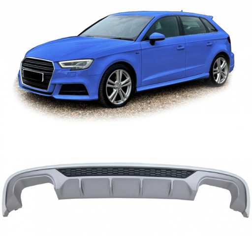 Задний диффузор для AUDI A3 (8V) Sportback 2016 - 2021 стиль хэтчбек S3