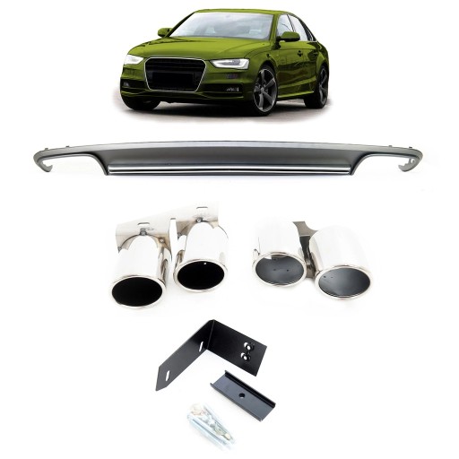 Задний диффузор с насадками выхлопной системы AUDI A4 B8 (8K) Седан 2011 - 2015 гг. тип S4