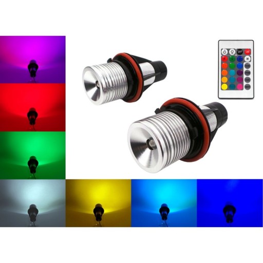 1027-b10 - E39 RGB LED на кільця BMW 2 кольори + пульт