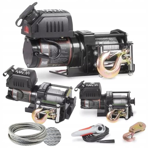 ЭЛЕКТРИЧЕСКАЯ КАБЕЛЬНАЯ ЛЕБЕДКА Warrior Лебедки Ninja 12В СТАЛЬНОЙ ТРОС 1,7кВт