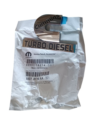 ЭМБЛЕМА TURBO DIESEL CUMMINS CHRYSLER RAM 55078116AA НОВЫЙ ОРИГИНАЛЬНЫЙ OE