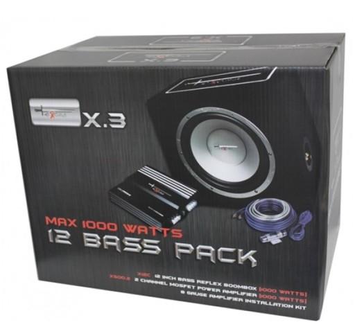 Комплект EXCALIBUR X3: сабвуфер X12.C, підсилювач X500.2, кабелі BASS PACK