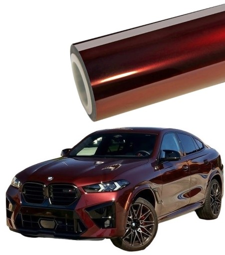RED FOIL DIAMOND METALLIC PET CHERRY 17m * 152cm GLOSS CAR