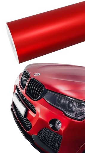 КРАСНАЯ АТЛАСНАЯ ФОЛЬГА 20м x 152см ЖЕМЧУЖНО-ХРОМ МАТОВАЯ АВТОМОБИЛЬНАЯ САМОКЛЕЯЩАЯСЯ