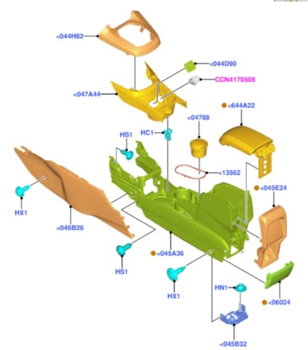 2 008 - Ford Fiesta VI 2015-2019 кришка центрального правого тунелю