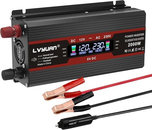 Інверторний перетворювач 2000 Вт DC 12 V в AC 220 V Автомобільний перетворювач