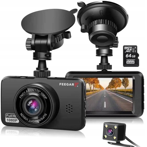Feegar Patrol Видеорегистратор Автомобильная камера заднего вида FullHD + SD 64 ГБ