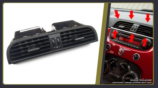 Фіат 500 центральна панель приладів, вентиляційний отвір, хромовані декоративні ручки