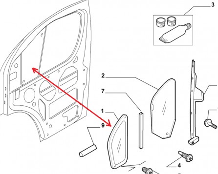 Fiat OE 1363018080 боковое стекло