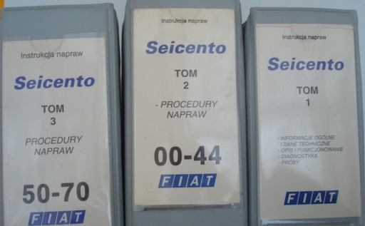 Fiat Seicento Польська FIAT Дилерська інструкція по ремонту 3x TOM в підшивках!