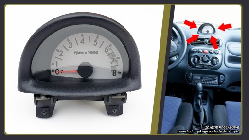 Fiat Seicento лічильник годинник тахометр rpmx1000 0-8 білий циферблат настройка