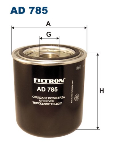 AD 785 - Патрон осушувача повітря Filtron ad 785, пневматична система