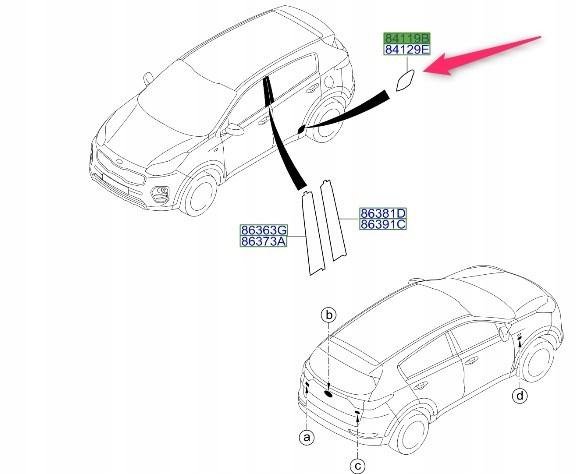87539D9000 - Защитная пленка левой задней двери Kia Sportage 15-18