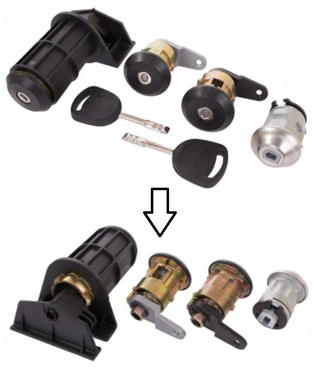 Mar980 - Ford Escort замок запалювання + вставки замку + замок багажника