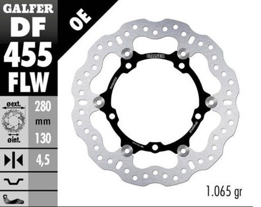 DF455FLW - ТОРМОЗНОЙ ДИСК GALFER ПЕРЕДНИЙ YAMAHA MT 07 (ABS) '14-'20 TRACER GT '16- S