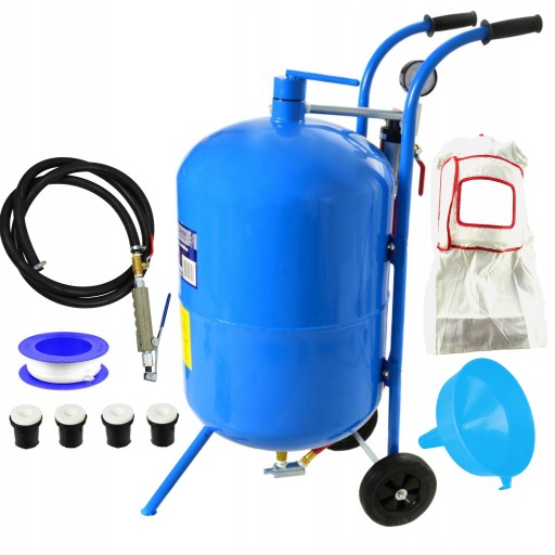 GEKO MOBILE SIPHON SANDBLASTER 76L 10 BAR + МАСКА + 4 НАСАДКИ НАБІР КОЛЕС