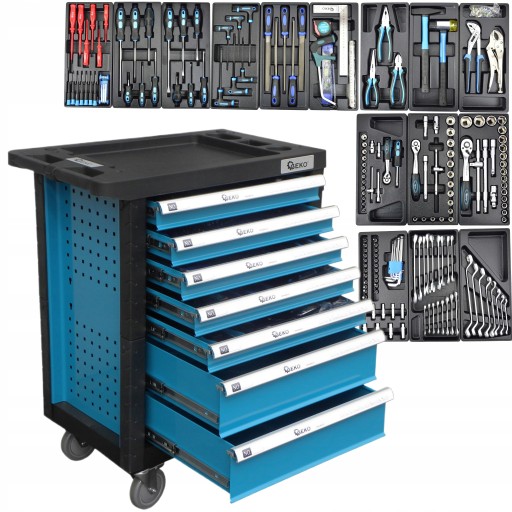 GEKO ІНСТРУМЕНТАЛЬНА ШАФА СЕРВІСНА МАЙСТЕРНЯ ВІЗОК 272 ШТ. 7 ЯЩИКІВ