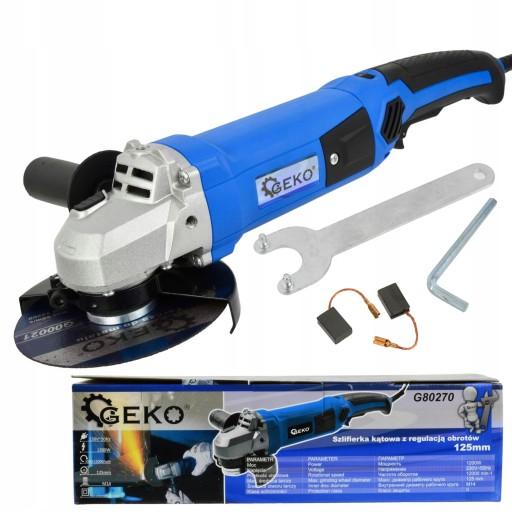 GEKO КУТОВА ШЛІФУВАЛЬНА МАШИНА 125ММ 1200ВТ З РЕГУЛЮВАННЯМ ШВИДКОСТІ ДОВГА РУЧКА G80270