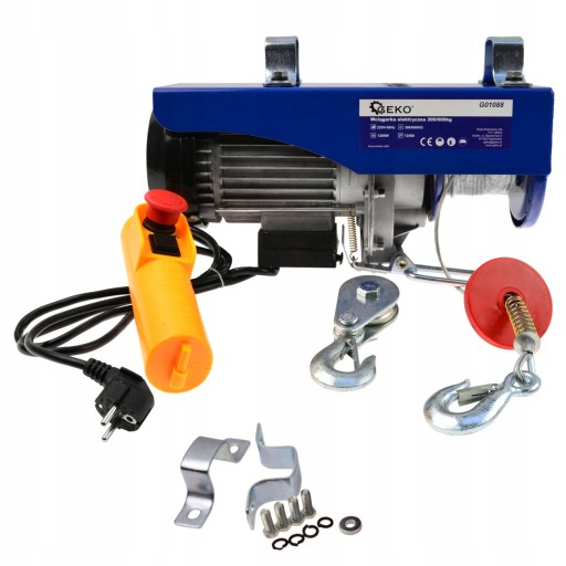 GEKO ELECTRIC СТРОИТЕЛЬНАЯ ТАНОСНАЯ ЛЕБЕДКА 300/600 КГ G01088