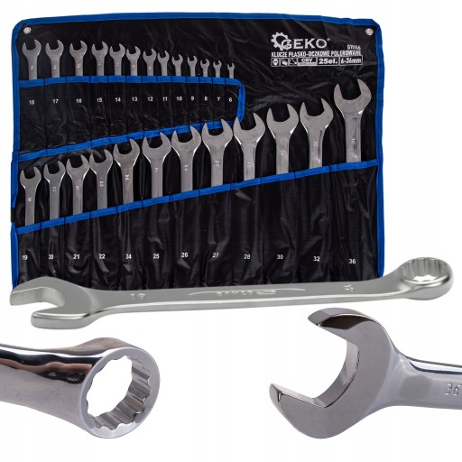 GEKO НАБІР ПОЛІРОВАНИХ КЛЮЧІВ 6-36MM 25EL CRV PLATE G11156