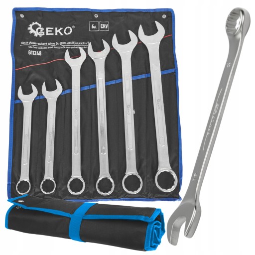 НАБОР КОМБИНИРОВАННЫХ КЛЮЧЕЙ SATIN GEKO 34-50MM, 6 ЭЛЕМЕНТОВ. CRV ПЛАХТА G11248