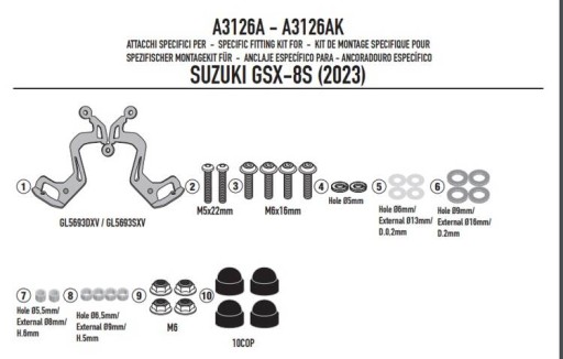 GIVI КРІПЛЕННЯ ЛОБОВОГО СКЛА A3126A SUZUKI GSX-8S (23)