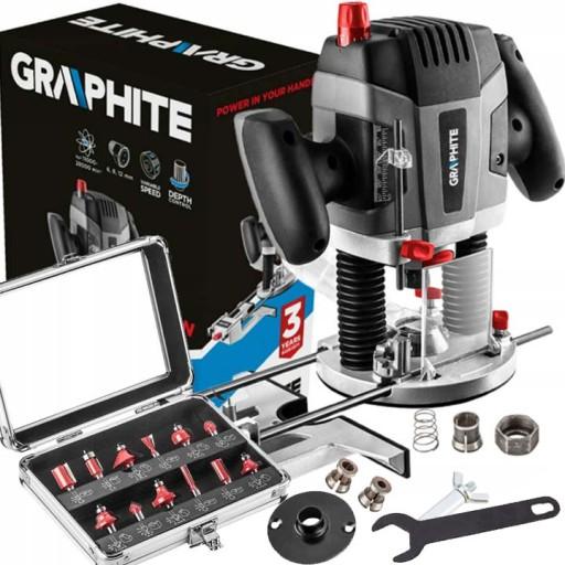 ФРЕЗЕР ГРАФІТОВИЙ ДЛЯ ДЕРЕВА 1300W РУЧКА 6, 8, 12мм + ФРЕЗИ