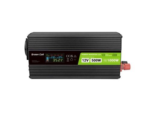 РК-КОНВЕРТЕР GREEN CELL 12V/230V 500W/1000W PURE SINUS INVGC12P500LCD