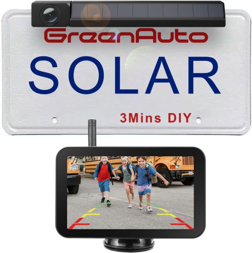 GREENAUTO Бездротова камера заднього виду Solar FHD 1080P 5