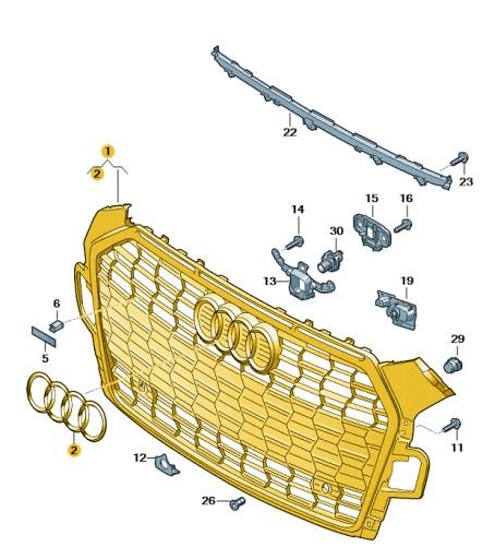 8W6853651BLCKA - РЕШЕТКА РАДИАТОРА, ПЕРЕДНИЙ БАМПЕР, AUDI A5 B9