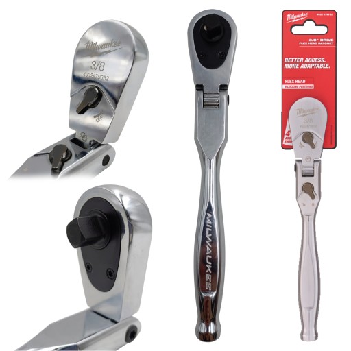 КЛЮЧ С ТРЕЩОТКОЙ С ПОДВИЖНОЙ ГОЛОВКОЙ 3/8 ДЮЙМА, ХРОМИРОВАННЫЙ MILWAUKEE