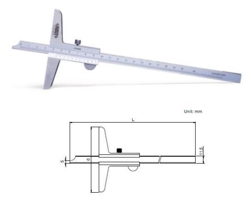 Ноніусний глибиномір, діапазон 200 мм 1240-200