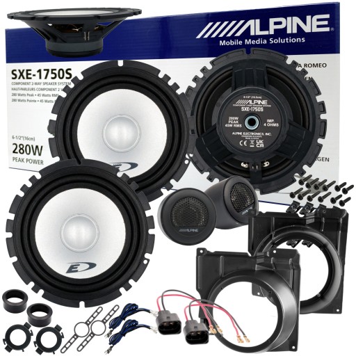 Динамики ALPINE, отдельные проставки, понижения для VW POLO 6N2 ПЕРЕДНИЕ ДВЕРИ