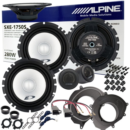 Динаміки ALPINE, роздільні редуктори, проставки 16,5 см для Renault Clio IV