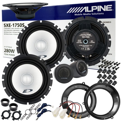 Раздельные автомобильные колонки ALPINE с проставками для ПЕРЕДНИХ ДВЕРЕЙ FIAT PANDA