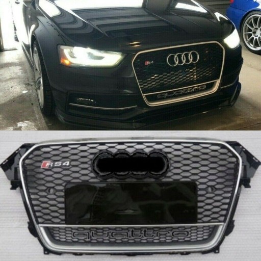 Решітка Audi A4 B8 12-15 RS4 CHROME QUATTRO малюнок