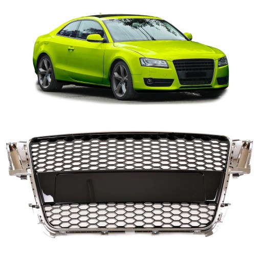 Решітка для AUDI A5 (8T) Sportback 2007 - 2011 (чорний глянець / хром)