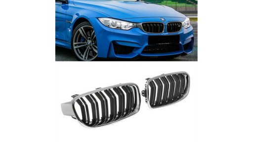 Спортивна решітка Double Ribs Chrome & Black BMW 3 F30 F31 2011-2019