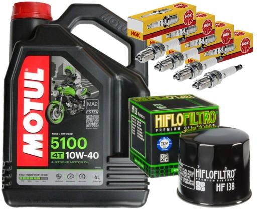 HF138 ZESTAW OLEJ MOTUL 5100 10W40 4L  FILTR ŚWIECE SUZUKI GSX-R1000 01-06 - HF138 МАСЛЯНЫЙ КОМПЛЕКТ MOTUL 5100 10W40 4L ФИЛЬТР-ЗАГЛУШКИ SUZUKI GSX-R1000 01-06