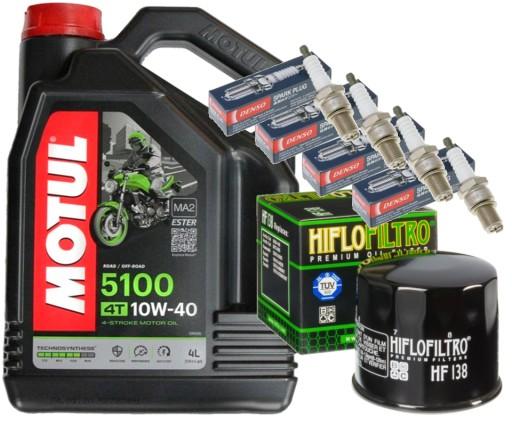 HF138 ZESTAW OLEJ MOTUL 5100 4L FILTR ŚWIECE SUZUKI GSX600 96-01 - HF138 КОМПЛЕКТ МАСЛА MOTUL 5100 4L ПРОБКИ ФІЛЬТРУ SUZUKI GSX600 96-01