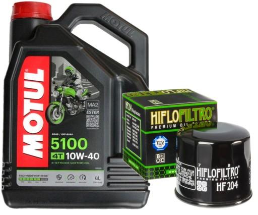 HF204 FILTR ZESTAW OLEJ MOTUL 5100 10W40 4L HONDA KAWASAKI YAMAHA - HF204 КОМПЛЕКТ ФИЛЬТРОВ МАСЛЯНЫХ MOTUL 5100 10W40 4L HONDA KAWASAKI YAMAHA