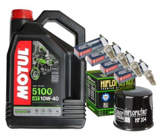 HF204 ZESTAW OLEJ MOTUL 5100 10W40 4L ŚWIECE HONDA NT700 Deauville 06-12 - HF204 МАСЛЯНЫЙ КОМПЛЕКТ MOTUL 5100 10W40 4L ПРОБКИ HONDA NT700 Deauville 06-12