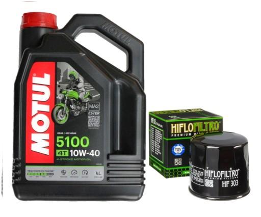 HF303 ZESTAW OLEJ MOTUL 5100 10W40 4L FILTR KAWASAKI KLE650 VERSYS 08-23 - HF303 НАБІР МАСЛА MOTUL 5100 10W40 4L ФІЛЬТР KAWASAKI KLE650 VERSYS 08-23