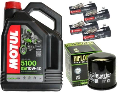 HF303 ZESTAW OLEJ MOTUL 5100 10W40 4L ŚWIECE HONDA XRV750 Africa Twin 90-02 - HF303 НАБІР МАСЛА MOTUL 5100 10W40 4L ПРОБКИ HONDA XRV750 Africa Twin 90-02